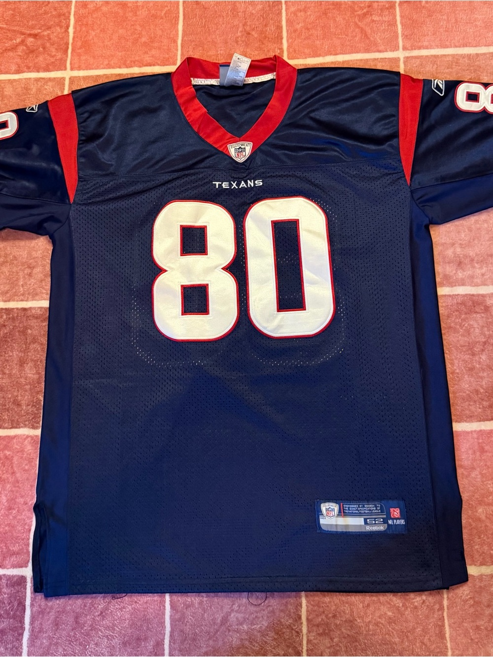 Reebok Houston Texans Navy Blue Red #80 Football Jersey
